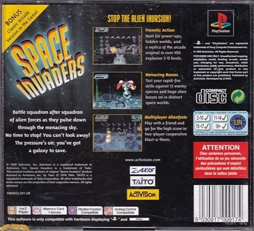 Space Invaders - PS1 (B Grade) (Genbrug)
